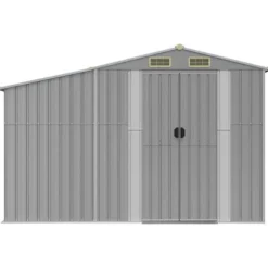 Trädgårdsskjul grå 277x279x179 cm galvaniserat stål