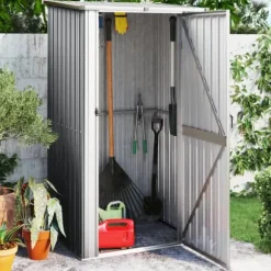 Trädgårdsskjul grå 118,5x97x209,5 cm galvaniserat stål