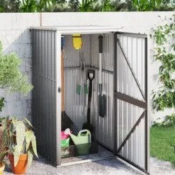 Trädgårdsskjul grå 88x89x161 cm galvaniserat stål