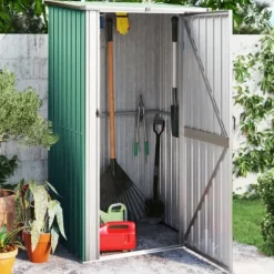 Trädgårdsskjul grön 118,5x97x209,5 cm galvaniserat stål