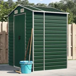 Trädgårdsskjul grön 191x130x198 cm galvaniserat stål