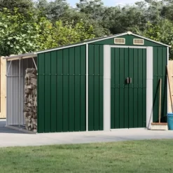 Trädgårdsskjul grön 277x192,5x179 cm galvaniserat stål