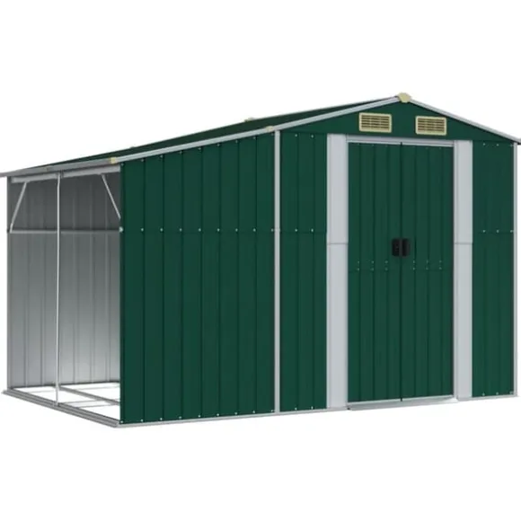 Trädgårdsskjul grön 277x192,5x179 cm galvaniserat stål