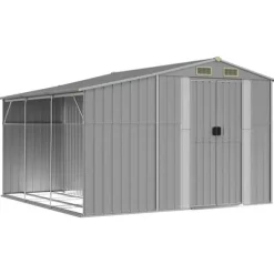 Trädgårdsskjul i galvaniserat stål - Förvaring av verktyg | Färg: Grå | Storlek: 277x279x179 cm