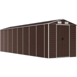 Trädgårdsskjul i galvaniserat stål - Förvaringslösning | Färg: Brun | Storlek: 191x725x198 cm