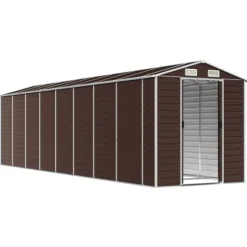Trädgårdsskjul i galvaniserat stål - Förvaringslösning | Färg: Brun | Storlek: 191x725x198 cm