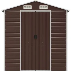 Trädgårdsskjul i galvaniserat stål - Förvaringslösning | Färg: Brun | Storlek: 191x725x198 cm