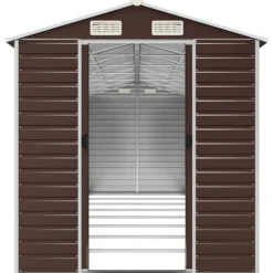 Trädgårdsskjul i galvaniserat stål - Förvaringslösning | Färg: Brun | Storlek: 191x725x198 cm