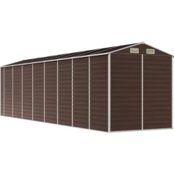 Trädgårdsskjul i galvaniserat stål - Förvaringslösning | Färg: Brun | Storlek: 191x725x198 cm