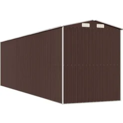 Trädgårdsskjul i galvaniserat stål för redskap och utomhusförvaring | Färg: Mörkbrun | Storlek: 192x689x223 cm