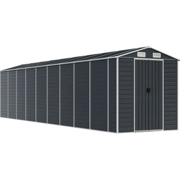 Trädgårdsskjul i galvaniserat stål - Praktisk förvaring för verktyg | Färg: Antracit | Storlek: 191x810x198 cm