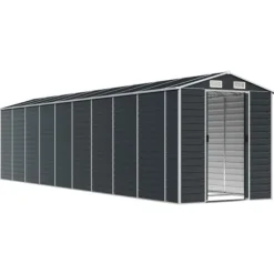 Trädgårdsskjul i galvaniserat stål - Praktisk förvaring för verktyg | Färg: Antracit | Storlek: 191x810x198 cm