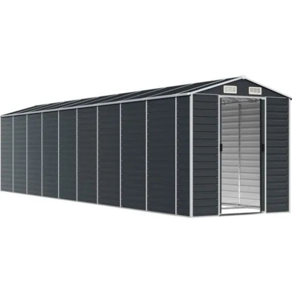 Trädgårdsskjul i galvaniserat stål - Praktisk förvaring för verktyg | Färg: Antracit | Storlek: 191x810x198 cm