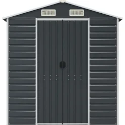 Trädgårdsskjul i galvaniserat stål - Praktisk förvaring för verktyg | Färg: Antracit | Storlek: 191x810x198 cm
