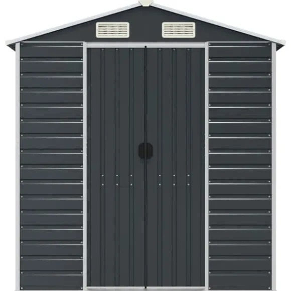 Trädgårdsskjul i galvaniserat stål - Praktisk förvaring för verktyg | Färg: Antracit | Storlek: 191x810x198 cm
