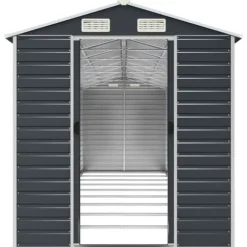 Trädgårdsskjul i galvaniserat stål - Praktisk förvaring för verktyg | Färg: Antracit | Storlek: 191x810x198 cm