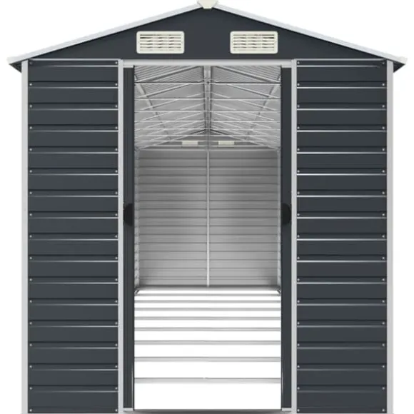 Trädgårdsskjul i galvaniserat stål - Praktisk förvaring för verktyg | Färg: Antracit | Storlek: 191x810x198 cm