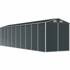 Trädgårdsskjul i galvaniserat stål - Praktisk förvaring för verktyg | Färg: Antracit | Storlek: 191x810x198 cm