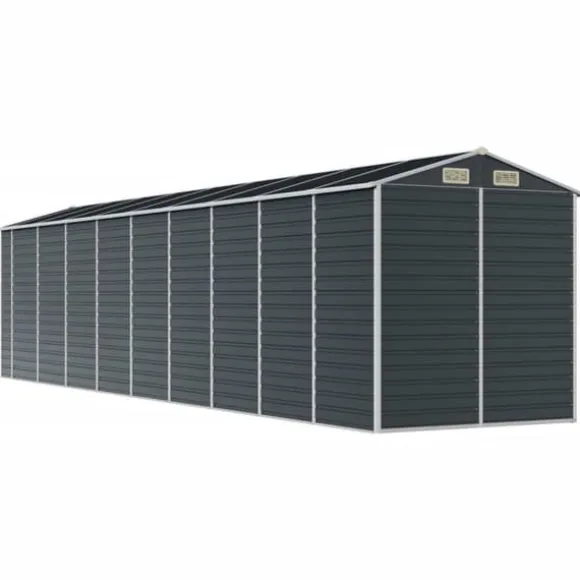 Trädgårdsskjul i galvaniserat stål - Praktisk förvaring för verktyg | Färg: Antracit | Storlek: 191x810x198 cm