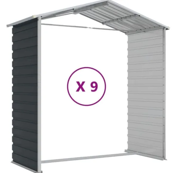 Trädgårdsskjul i galvaniserat stål - Praktisk förvaring för verktyg | Färg: Antracit | Storlek: 191x810x198 cm