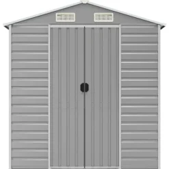 Trädgårdsskjul i galvaniserat stål - Förvaringslösning | Färg: Ljusgrå | Storlek: 191x215x198 cm