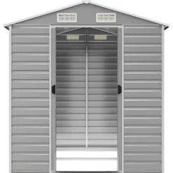 Trädgårdsskjul i galvaniserat stål - Förvaringslösning | Färg: Ljusgrå | Storlek: 191x215x198 cm