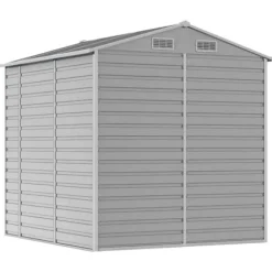 Trädgårdsskjul i galvaniserat stål - Förvaringslösning | Färg: Ljusgrå | Storlek: 191x215x198 cm