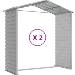 Trädgårdsskjul i galvaniserat stål - Förvaringslösning | Färg: Ljusgrå | Storlek: 191x215x198 cm