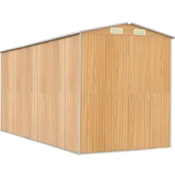 Trädgårdsskjul i galvaniserat stål - Rymlig förvaring | Färg: Ljusbrun | Storlek: 192x440x223 cm