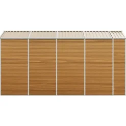 Trädgårdsskjul i galvaniserat stål - Förvaringslösning för verktyg | Färg: Ljusbrun | Storlek: 191x385x198 cm