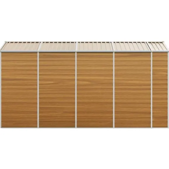 Trädgårdsskjul i galvaniserat stål - Förvaringslösning för verktyg | Färg: Ljusbrun | Storlek: 191x385x198 cm
