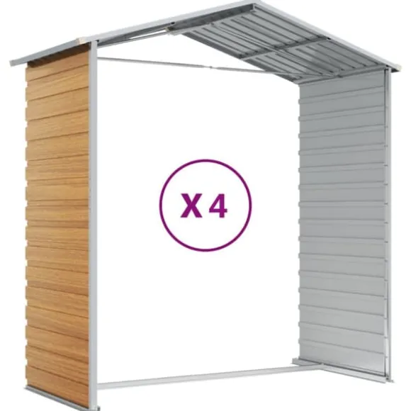 Trädgårdsskjul i galvaniserat stål - Förvaringslösning för verktyg | Färg: Ljusbrun | Storlek: 191x385x198 cm