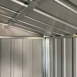 Trädgårdsskjul i galvaniserat stål - Förvaringslösning för verktyg | Färg: Ljusbrun | Storlek: 191x385x198 cm