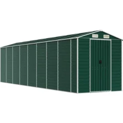 Trädgårdsskjul i galvaniserat stål - Utomhusförvaring för verktyg | Färg: Grön | Storlek: 191x725x198 cm