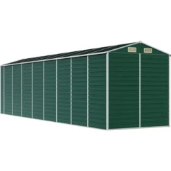 Trädgårdsskjul i galvaniserat stål - Utomhusförvaring för verktyg | Färg: Grön | Storlek: 191x725x198 cm