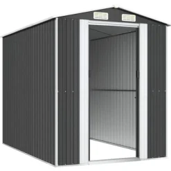 Trädgårdsskjul i galvaniserat stål - Rymlig förvaring | Färg: Antracit | Storlek: 192x274x223 cm