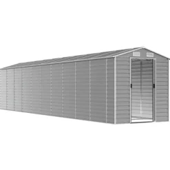 Trädgårdsskjul i galvaniserat stål - Långvarig utomhusförvaring | Färg: Ljusgrå | Storlek: 191x89,5x198 cm