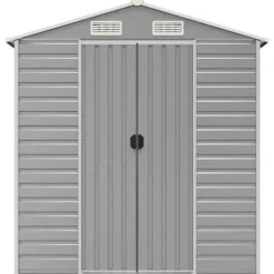 Trädgårdsskjul i galvaniserat stål - Långvarig utomhusförvaring | Färg: Ljusgrå | Storlek: 191x89,5x198 cm