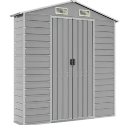 Trädgårdsskjul i galvaniserat stål - Långvarig utomhusförvaring | Färg: Ljusgrå | Storlek: 191x89,5x198 cm