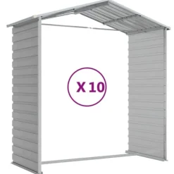 Trädgårdsskjul i galvaniserat stål - Långvarig utomhusförvaring | Färg: Ljusgrå | Storlek: 191x89,5x198 cm