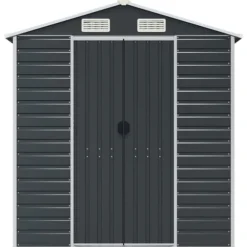 Trädgårdsskjul i galvaniserat stål för utomhusförvaring | Färg: Antracit | Storlek: 191x640x198 cm
