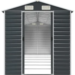 Trädgårdsskjul i galvaniserat stål för utomhusförvaring | Färg: Antracit | Storlek: 191x640x198 cm