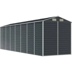 Trädgårdsskjul i galvaniserat stål för utomhusförvaring | Färg: Antracit | Storlek: 191x640x198 cm