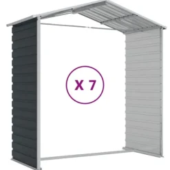 Trädgårdsskjul i galvaniserat stål för utomhusförvaring | Färg: Antracit | Storlek: 191x640x198 cm