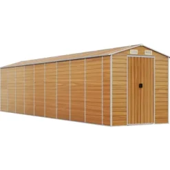 Trädgårdsskjul i galvaniserat stål - Robusta förvaringslösningar | Färg: Ljusbrun | Storlek: 191x81x198 cm