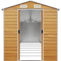 Trädgårdsskjul i galvaniserat stål - Robusta förvaringslösningar | Färg: Ljusbrun | Storlek: 191x81x198 cm