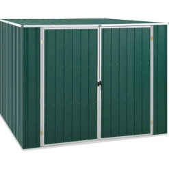 Trädgårdsskjul i galvaniserat stål - Förvaring för trädgårdsredskap | Färg: Grön | Storlek: 195x198x159 cm