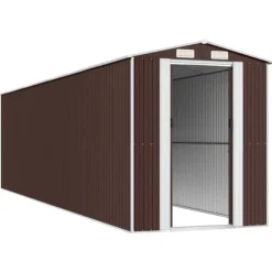Trädgårdsskjul i mörkbrun galvaniserat stål - Förvaring för redskap | Storlek: 192x772x223 cm | Färg: Mörkbrun