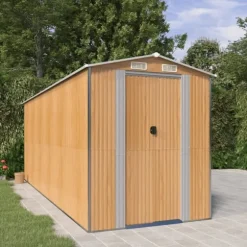 Trädgårdsskjul ljusbrun 192x523x223 cm galvaniserat stål