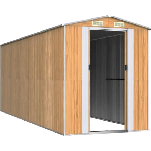 Trädgårdsskjul ljusbrun 192x523x223 cm galvaniserat stål